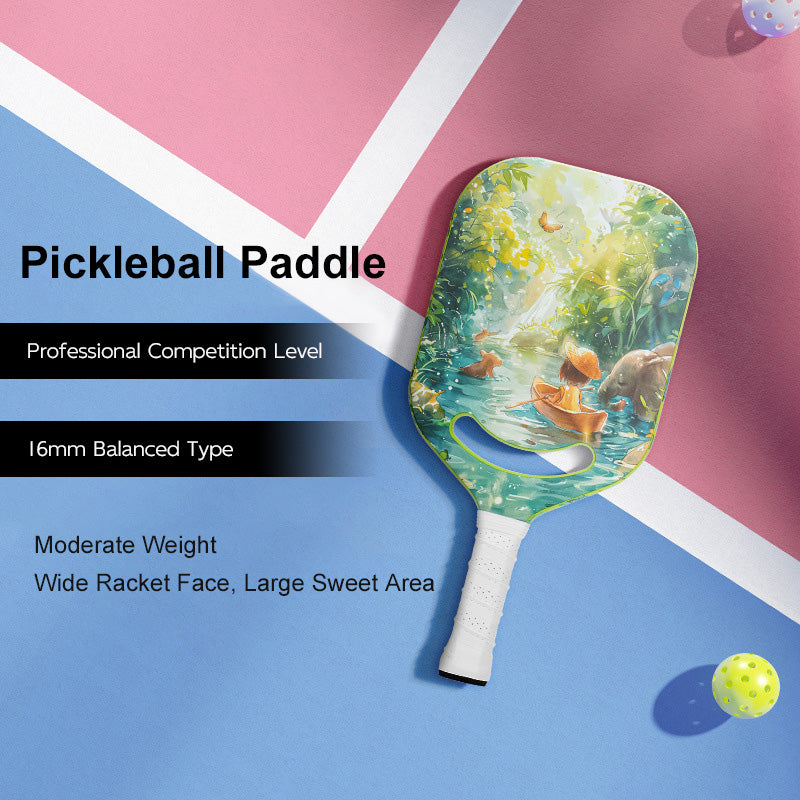 ATNEW JSR-211 Carbon Fiber Pickleball Paddle, 16MM PP Honeycomb Core Cartoon Pattern Thermoformed Racket