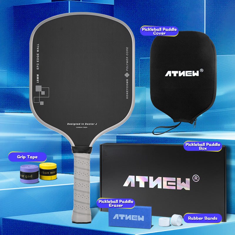 ATNEW JSR-431 Carbon Fiber Teflon Pickle Ball Paddle, 16MM PP Honeycomb Core Thermoformed Racket