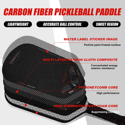 ATNEW BV34-03 Edgeless Pickleball Paddle Carbon Fiber 3K Surface,16MM Thermoformed T700 Carbon Fiber Pickleball Paddle With Three Holes