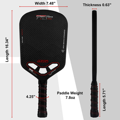 ATNEW BV34-03 Edgeless Pickleball Paddle Carbon Fiber 3K Surface,16MM Thermoformed T700 Carbon Fiber Pickleball Paddle With Three Holes