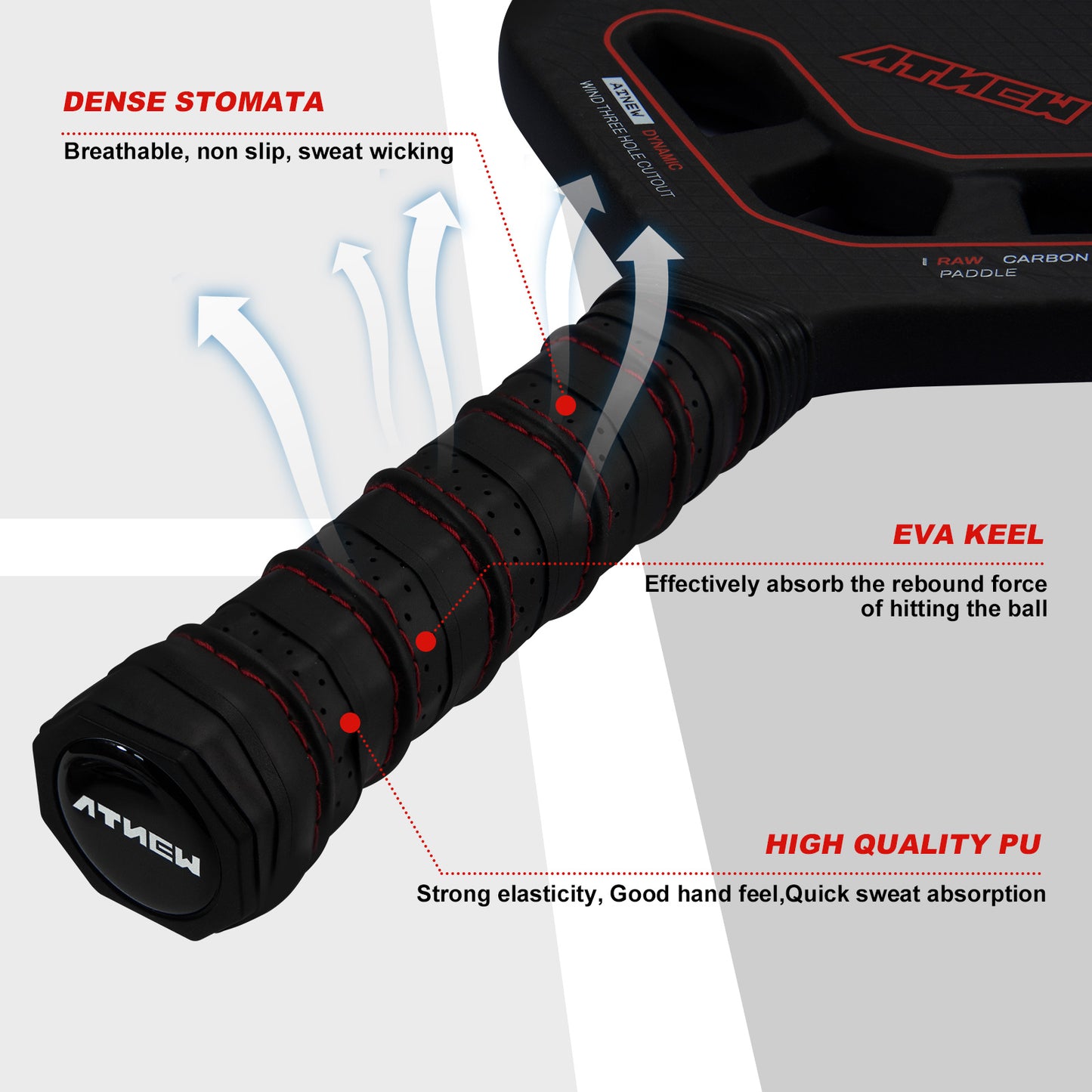 ATNEW BV34-03 Edgeless Pickleball Paddle Carbon Fiber 3K Surface,16MM Thermoformed T700 Carbon Fiber Pickleball Paddle With Three Holes