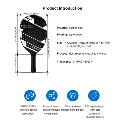 ATNEW JSRG-128 Lightweight Slim Handle 3K Carbon Fiber Pickleball Paddle， 11MM  Oval Thermoformed Edgeless Racket