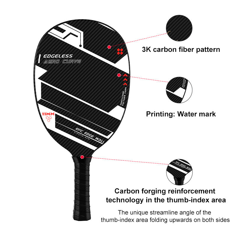 ATNEW JSRG-128 Lightweight Slim Handle 3K Carbon Fiber Pickleball Paddle， 11MM  Oval Thermoformed Edgeless Racket